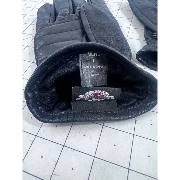 Harley-Davidson Motorcycles  Men’s Black Leather Gloves Size L - Picture 4 of 5